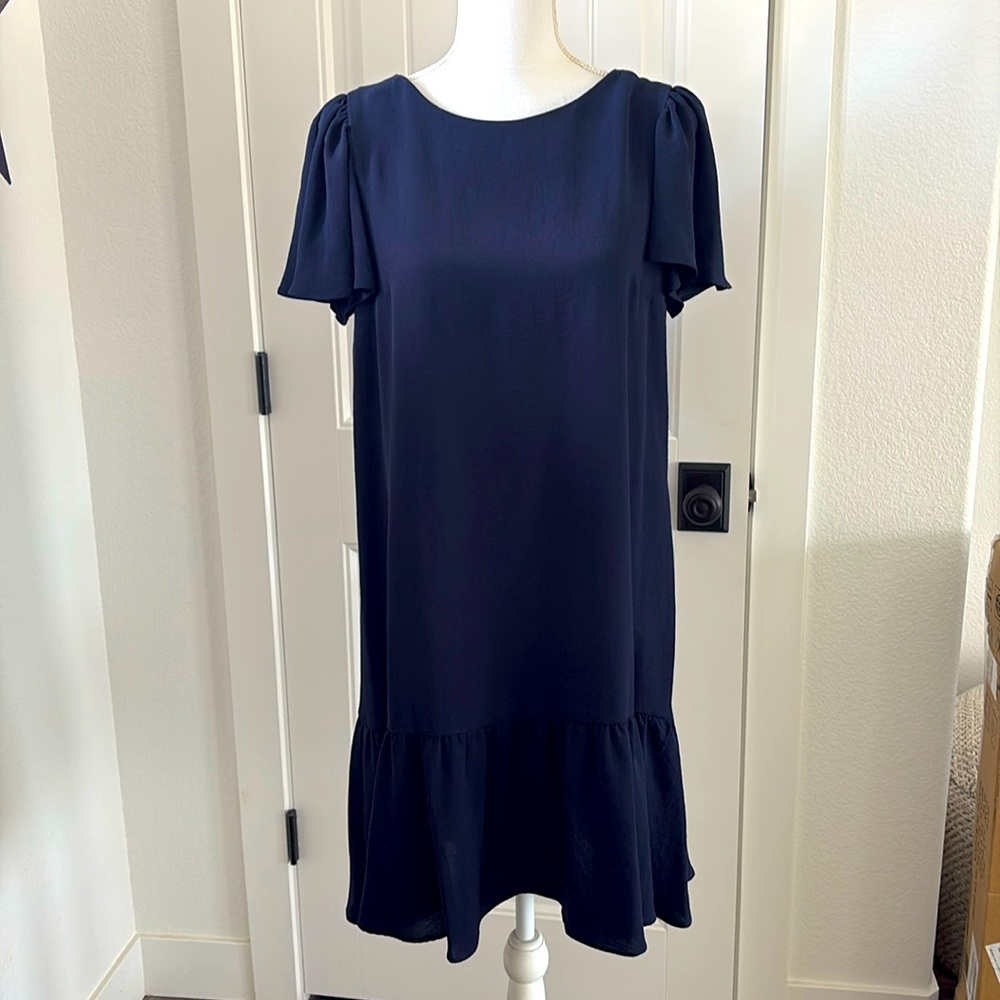 DKNY Dress. Navy blue. Hits below knee. Great dress for Spring!